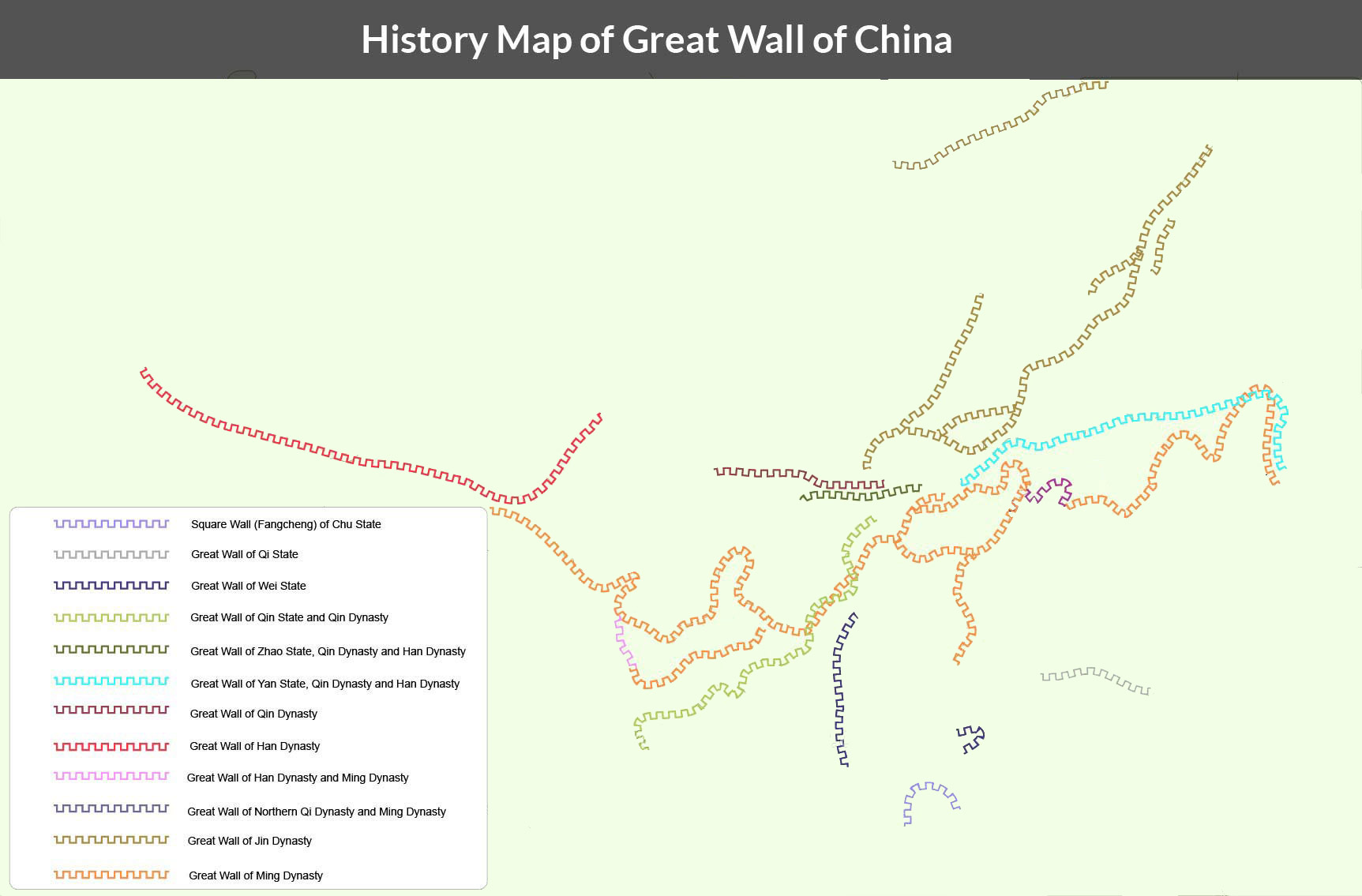 map of the great wall of china Map Of China Great Wall In History Qin Han Ming Dynasty