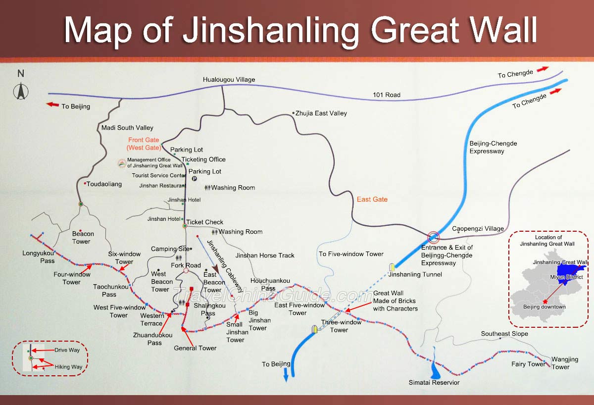 Map Of Jinshanling Great Wall Beijing China