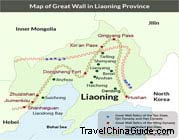 Map of Great Wall in Liaoning