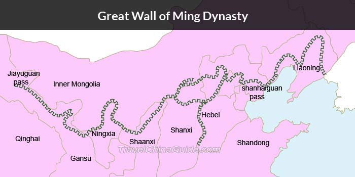 Map Of China Great Wall In History Qin Han Ming Dynasty