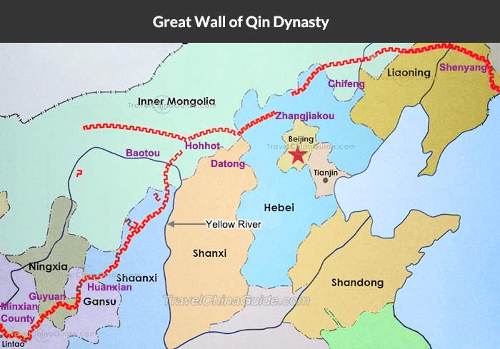 Great Wall Of China Map Location Maps In China The World History