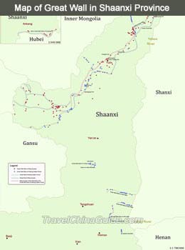 Map of Shaanxi Great Wall