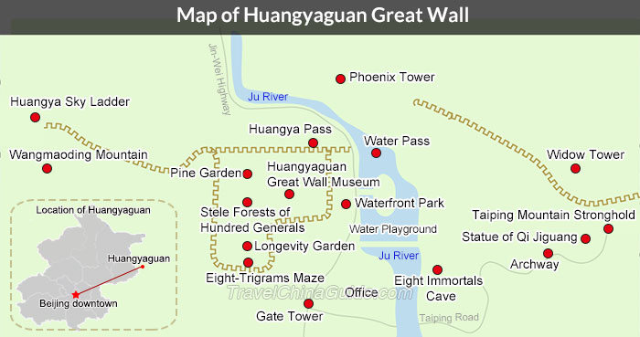 Map of Huangyaguan Great Wall