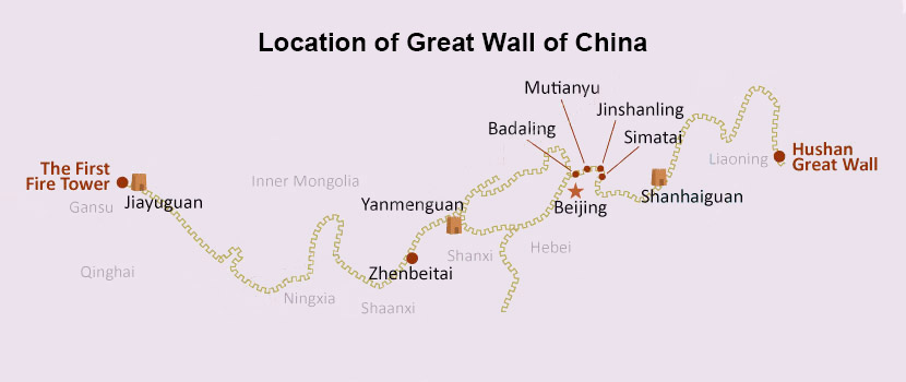 China Great Wall Maps Tourist Sections History Location Maps