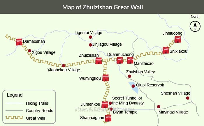 Map of Zhuizishan Great Wall