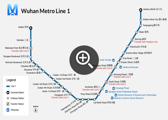 Map of Wuhan Metro Line 1 Map of Wuhan Metro Line 1