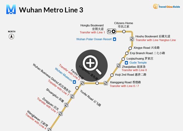 Map of Wuhan Metro Line 3