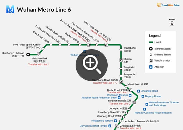 Map of Wuhan Metro Line 6