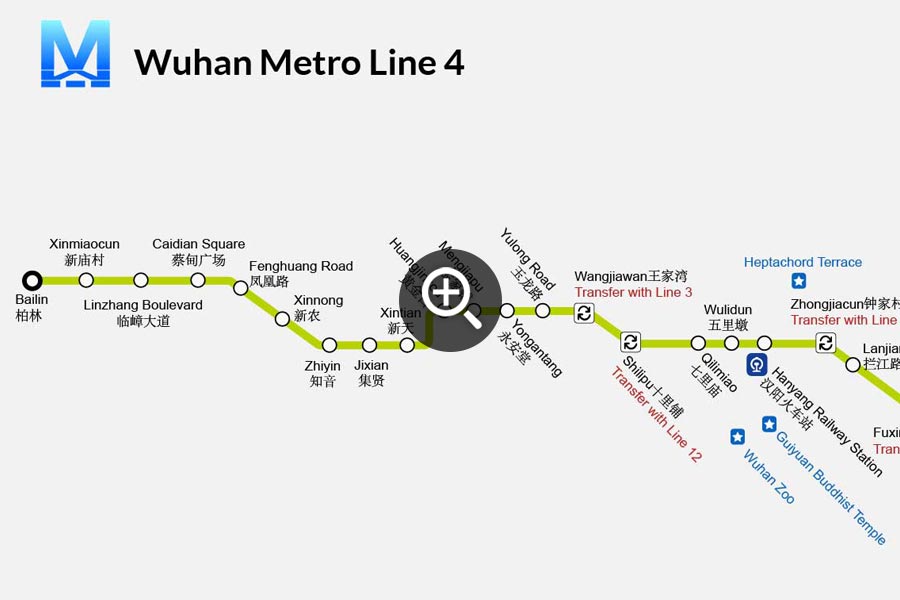Map of Wuhan Metro Line 4