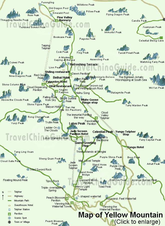 Map of Huangshan Mountain