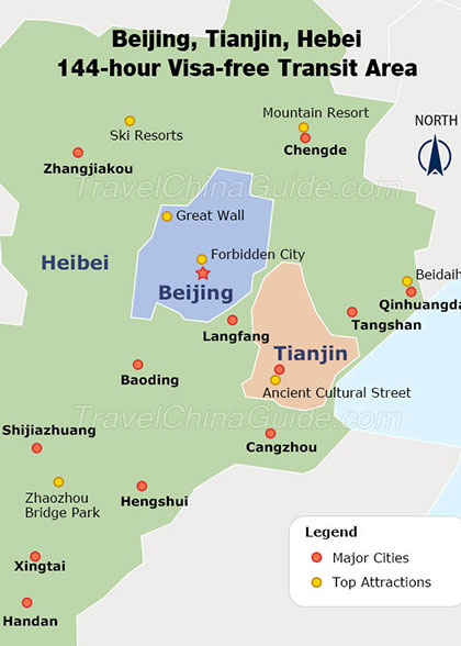 Beijing, Tianjin, Hebei 144-hour visa-free transit area