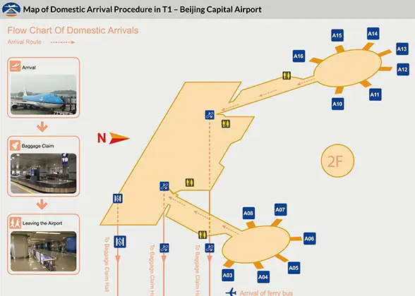 Map of Arrival Procedures in T1 of Beijing Capital Airport