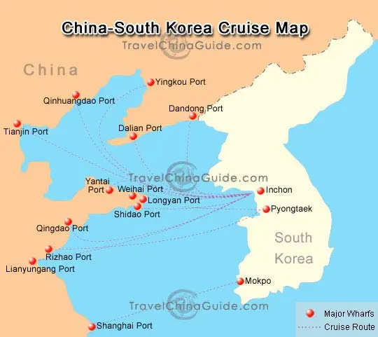 China-South Korea Cruise Map