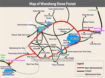 Map of Chongqing Wansheng Stone Forest