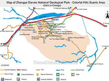 Map of Zhangye Danxia Geological Park