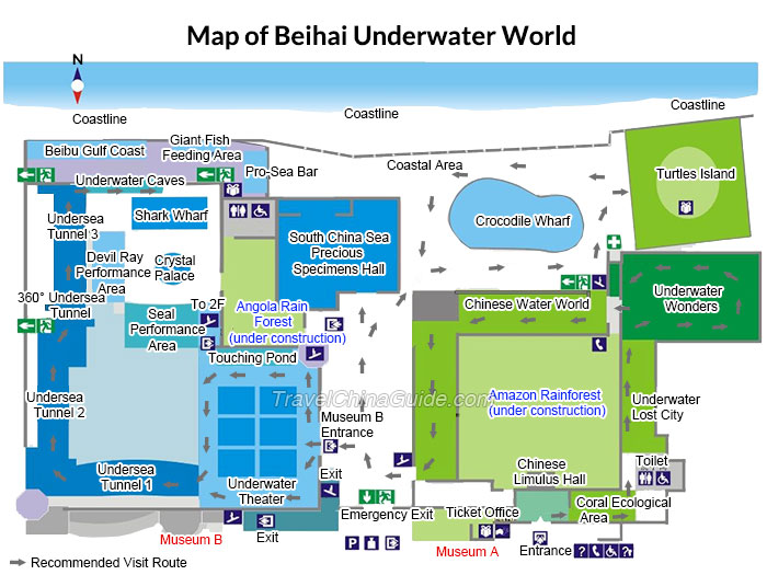 Map of Beihai Underwater World