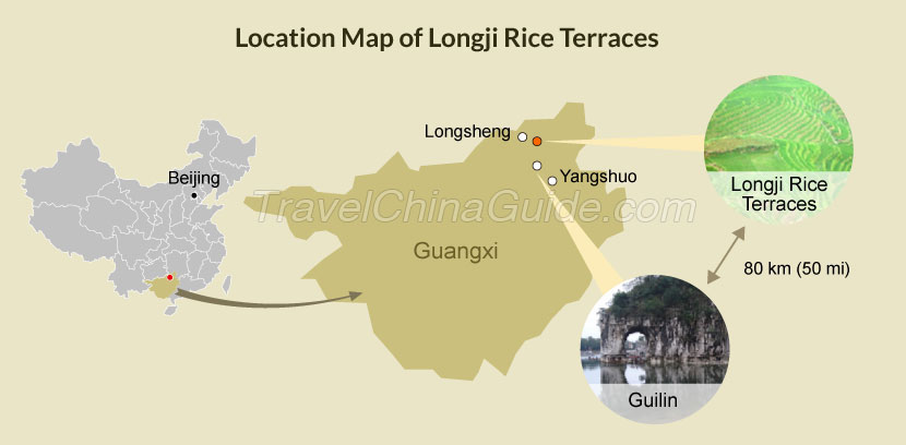 Location Map of Longji Rice Terraces