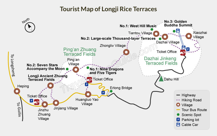 Tourist Map of Longji Rice Terraces