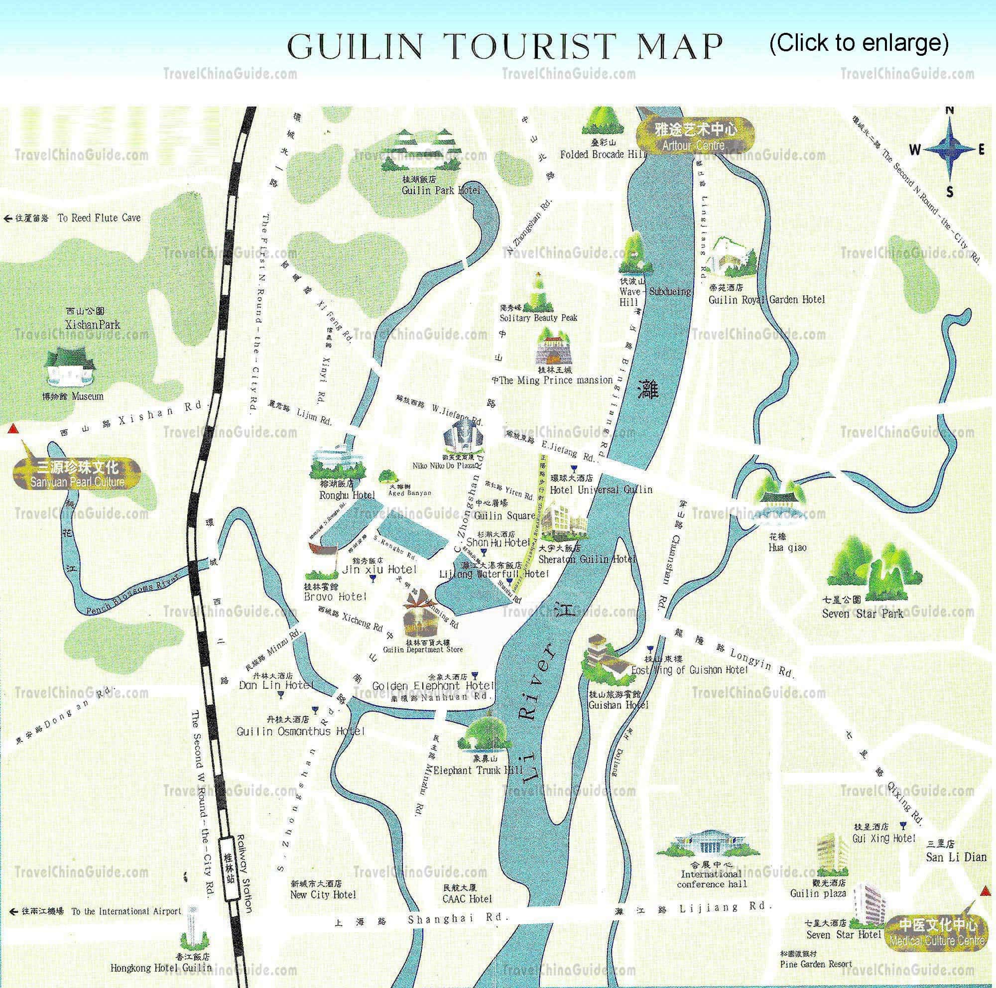 guilin china karte Guilin Maps: Attractions, Streets