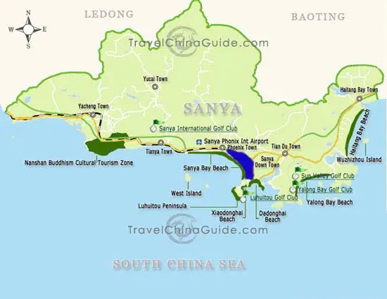 Map Of Sanya Hainan Island