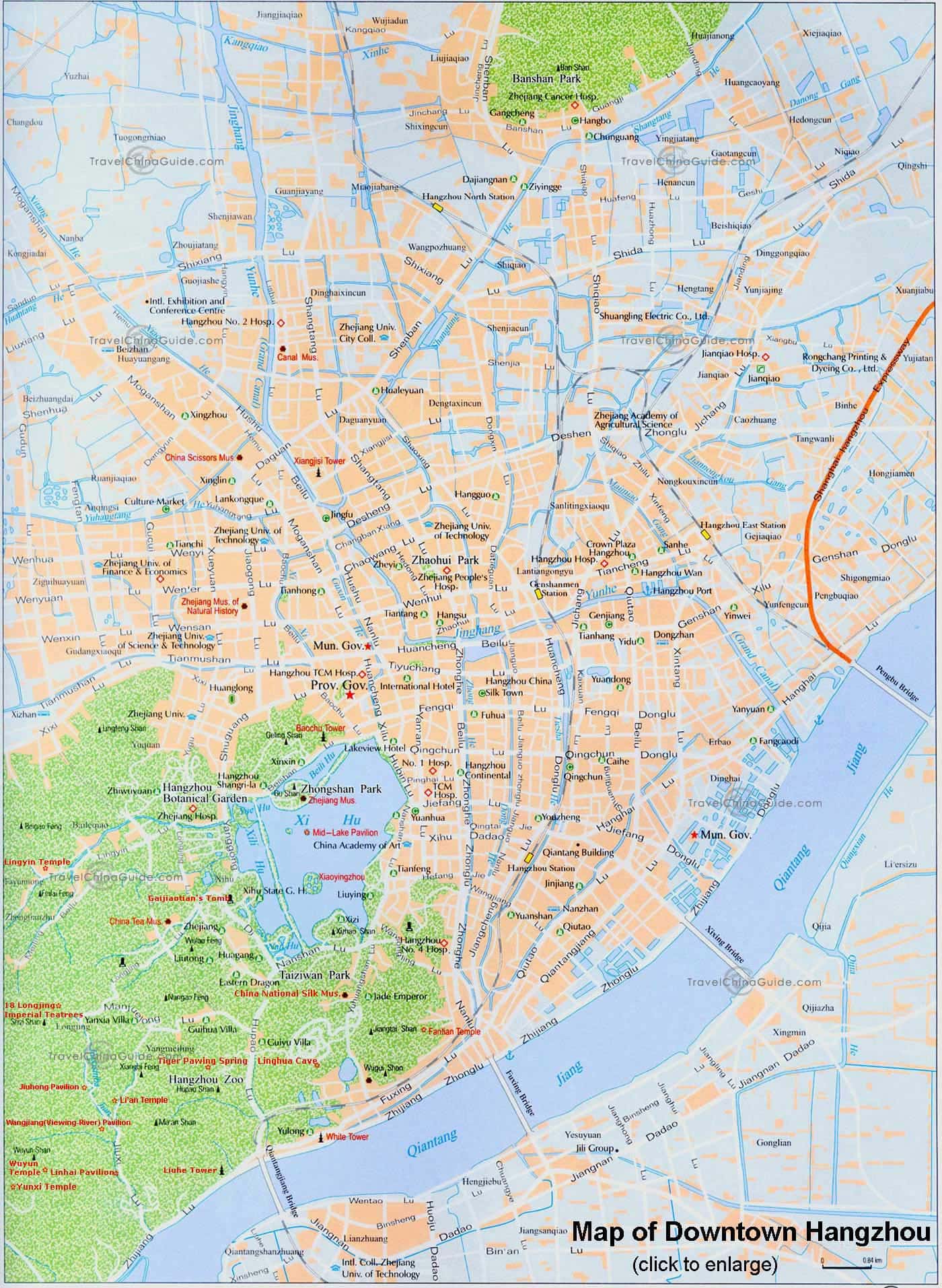 China Hangzhou Maps: Streets, Tourist Attractions