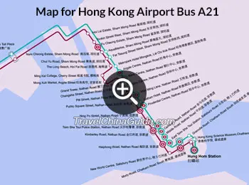 Hong Kong Airport Bus A21 Map