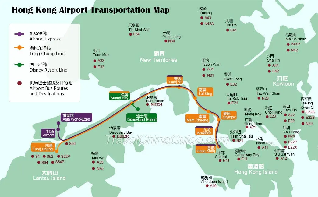 Hong Kong Airport Transfer Map Star Ferry Routes Map