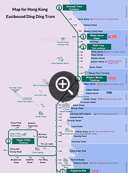 Map for Eastbound Ding Ding Tram