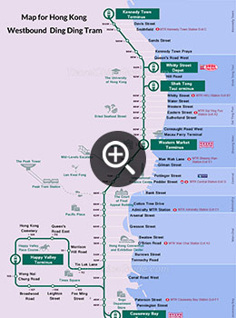 Map for Westbound Ding Ding Tram