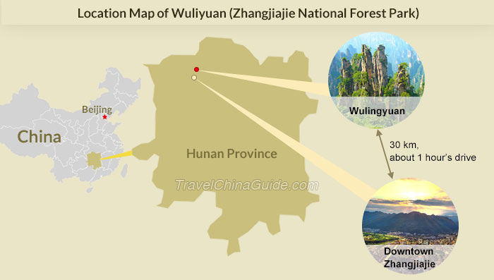 Location Map of Zhangjiajie