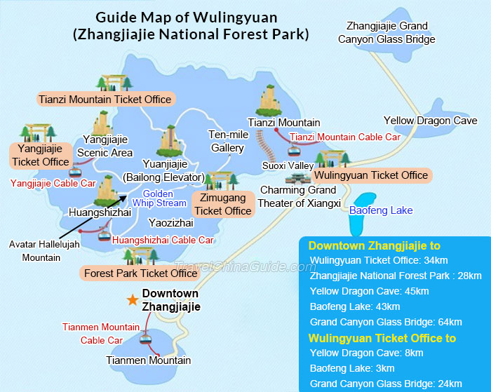 Guide Map of Wulingyuan (Zhangjiajie National Forest Park)