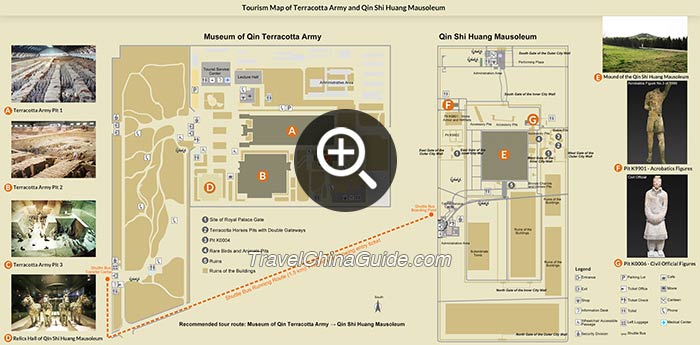 Tourism Map of Terracotta Army and Qin Shi Huang Mausoleum