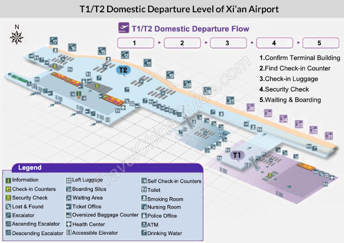 Xi'an Airport T1 & T2 Domestic Departure Level