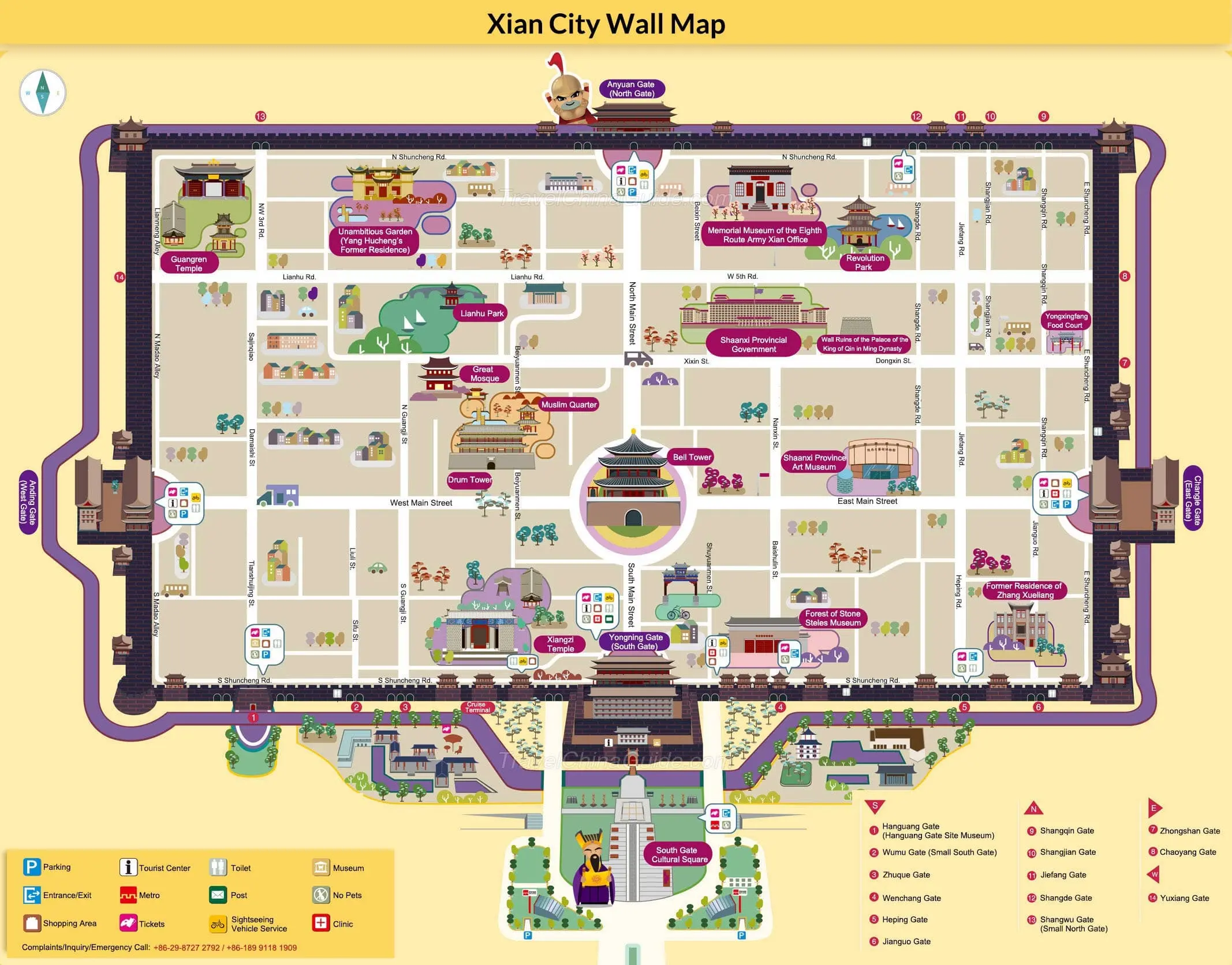 Xian City Wall Map Xi'an City Wall Maps: Location, Distribution