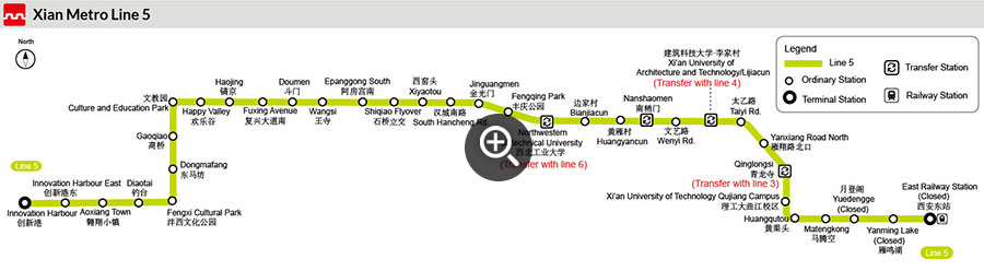 Map of Xi'an Subway Line 5
