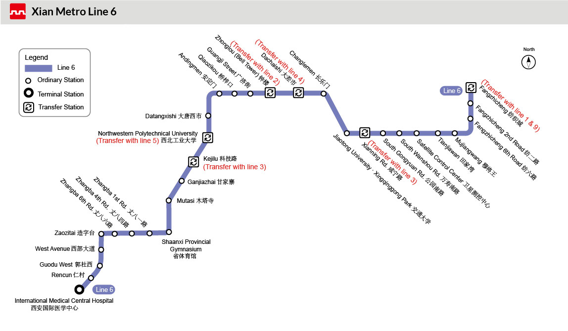 Map of Xi'an Subway Line 6