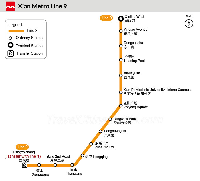 Map of Xi'an Subway Line 9