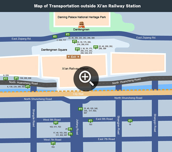 Transportation Map of Xi'an Railway Station
