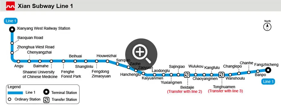 Map of Xi'an Metro Line 1