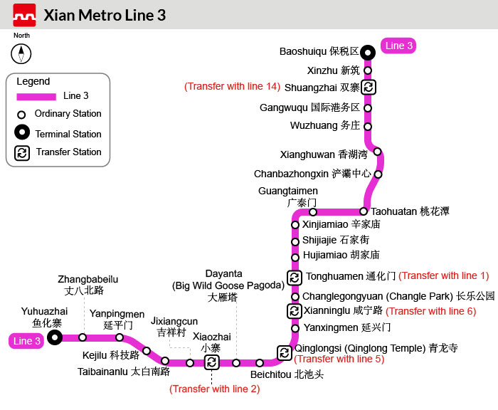 Map of Xi'an Subway Line 3