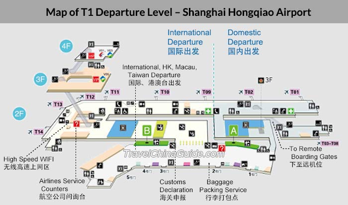 Map of Hongqiao Airport T1 Departure Level