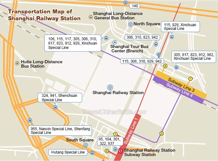 Transportation Map of Shanghai Railway Station
