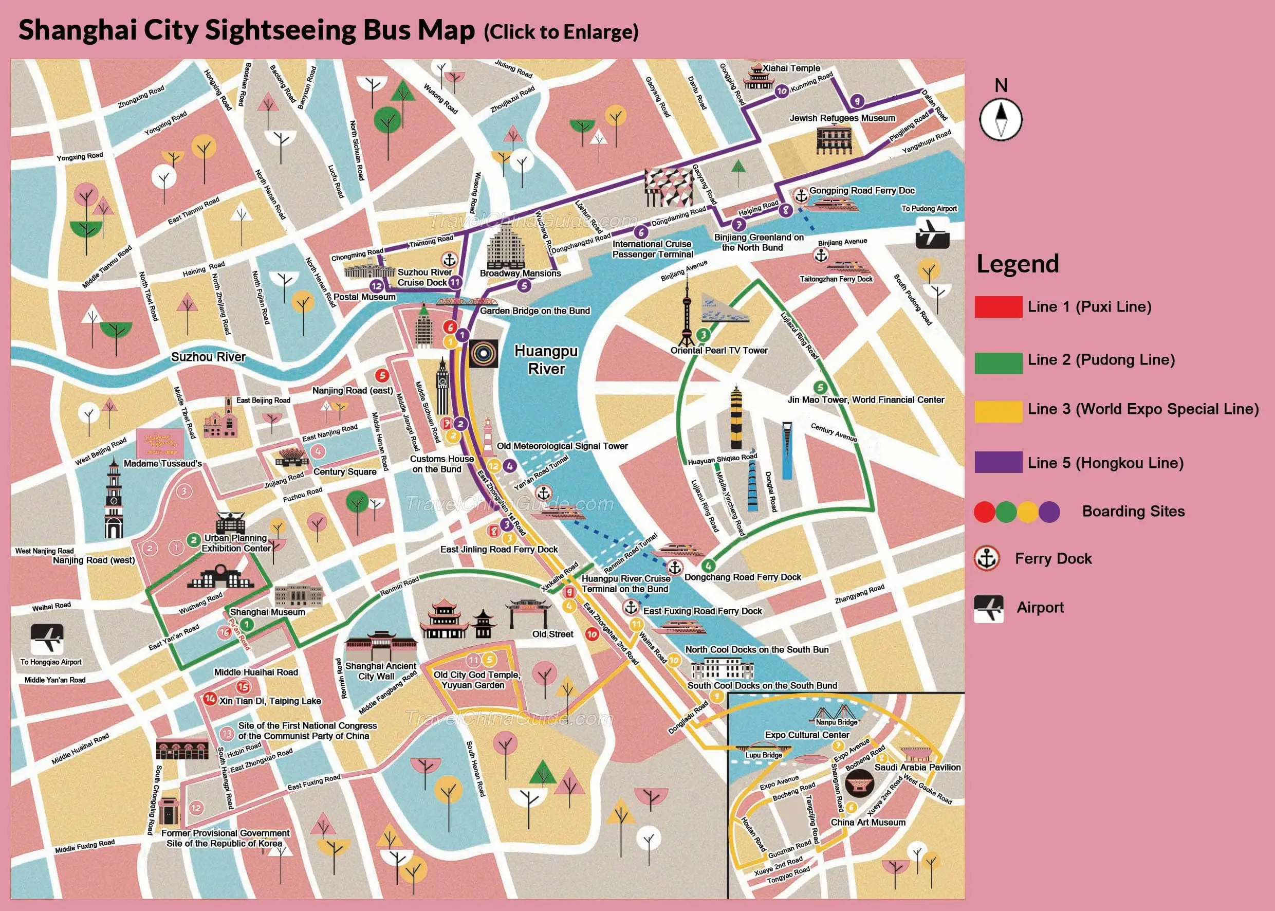 shanghai bus tour map