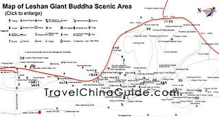 Map of Leshan Giant Buddha Scenic Area