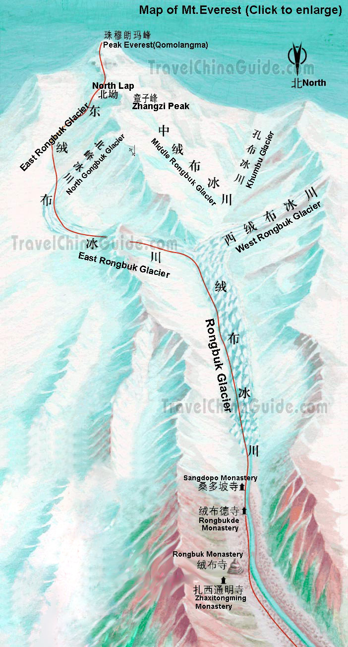 Mount Everest Tibet Map Trekking Map Of Mt Everest Base Region Mount Everest Tibet Map Trekking Map Of Mt Everest Base Region
