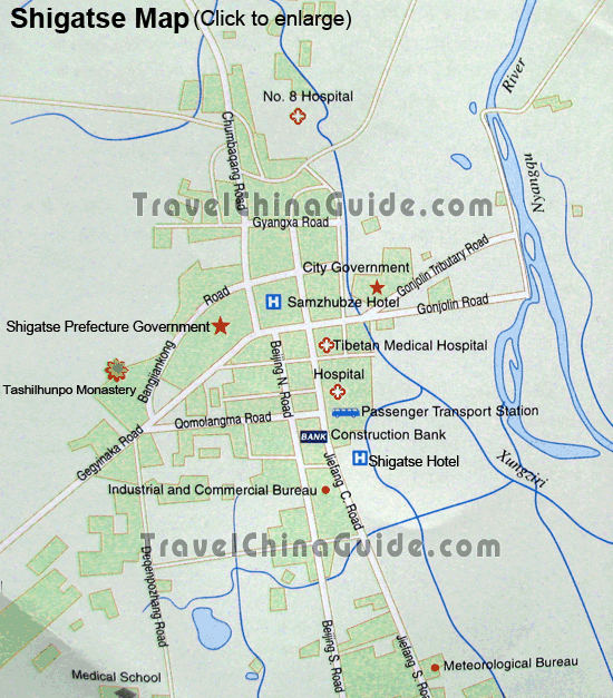 Map of Downtown Shigatse