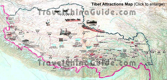 Map of Tibet Attractions