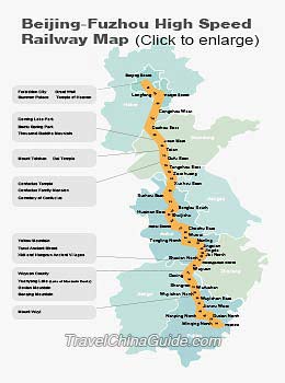 Beijing - Fuzhou High Speed Railway Map