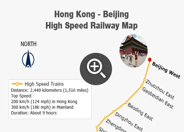 Beijing - Hong Kong High Speed Railway Map