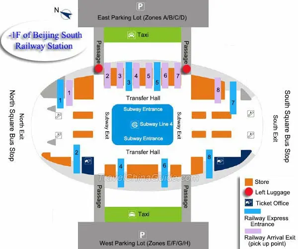 -1F of Beijing South Railway Station Map